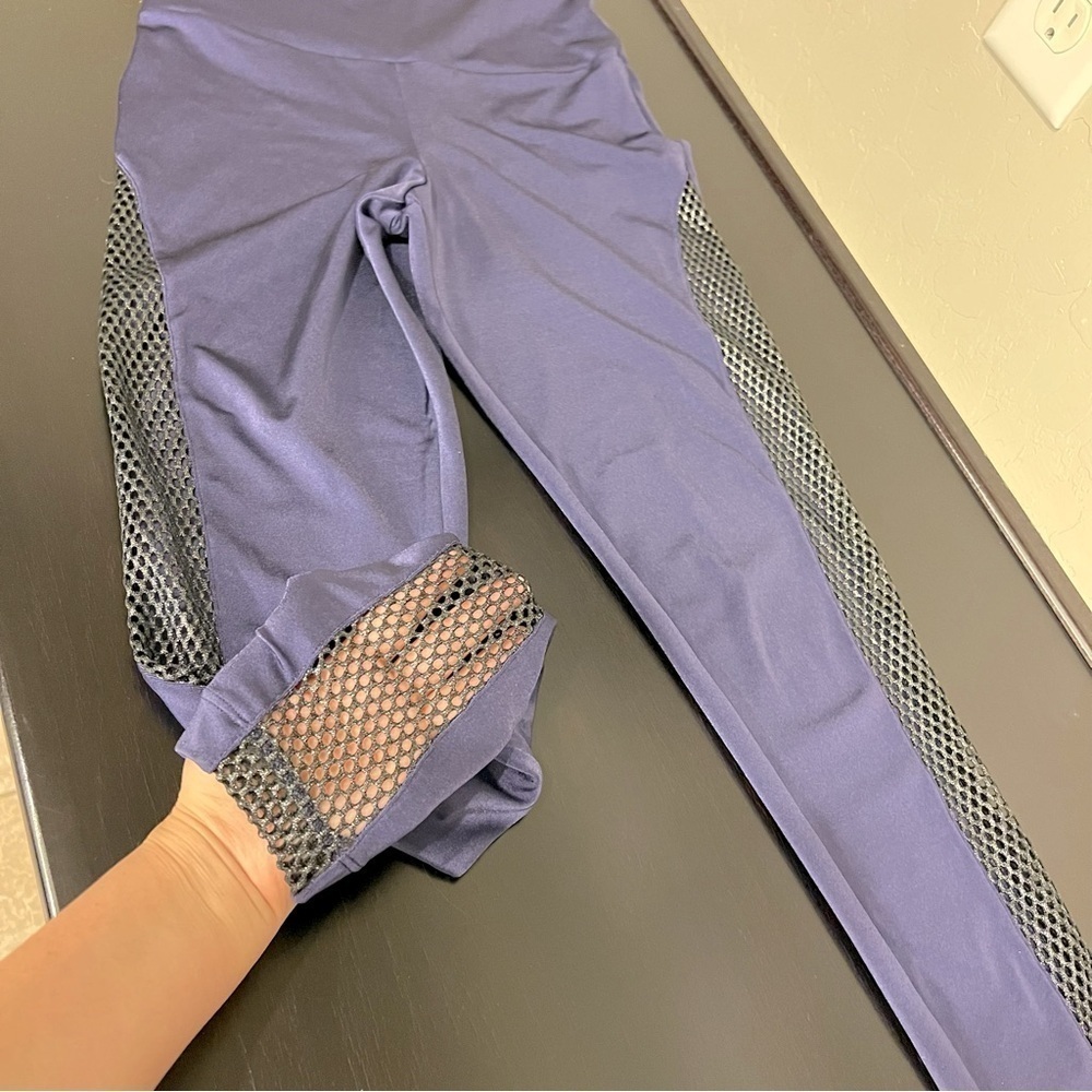Wolford Navy Leggings with Mesh Detail - Picture 6 of 11